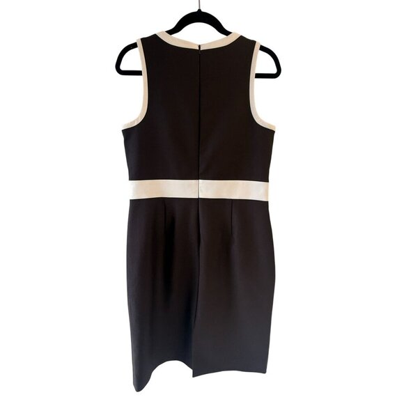 Worth New York Sleeveless V-Neck Colorblock Sheath Dress Brown Cream Size 12 - Picture 2 of 7